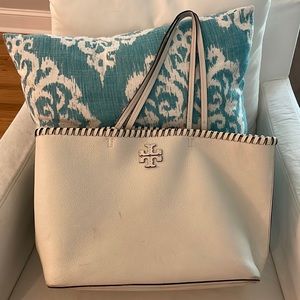 Tory Burch McGraw whipstitch tote in cream